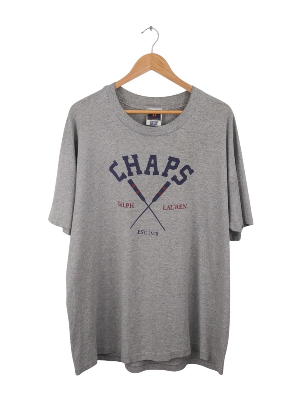 Chaps Ralph Lauren T-Shirt XL Gray USA Made Vintage Preppy Minimal Tee